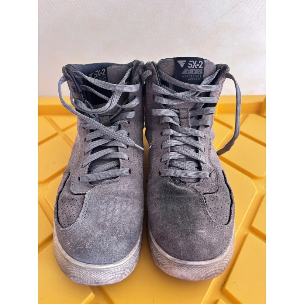Shima SX-2 EVO Mens Grey Perforated Suede Motorcycle Riding Sneakers High Top 10